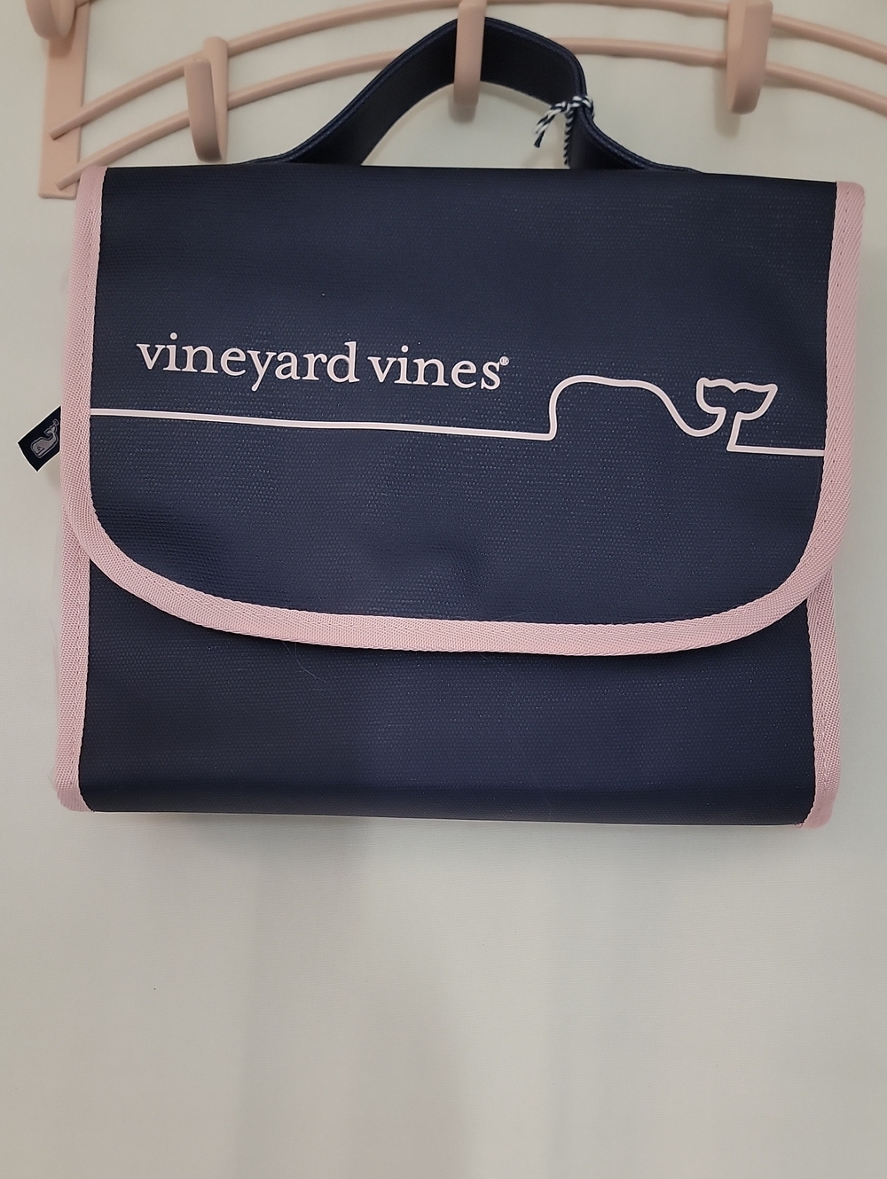 Vineyard Vines Navy with Pink Trim Travel Tote